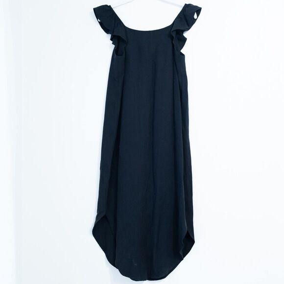 NEW Hatch Collection Jenna Ruffle Button Front Midi Dress Black Maternity XS - Picture 5 of 11
